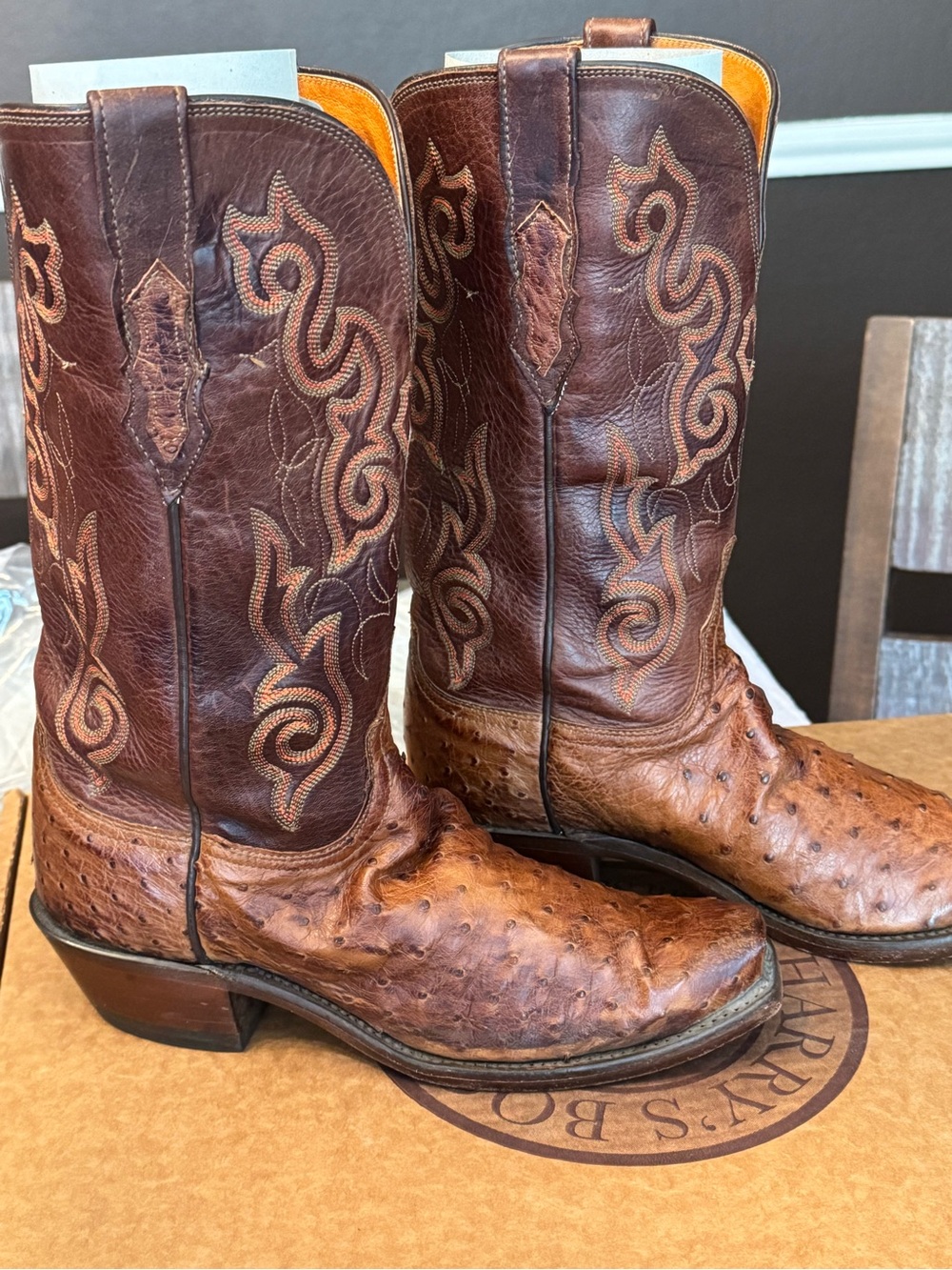 Lucchese 1883 Ostrich Western Cowboy Boots women’s Size 8.5 B - Picture 2 of 7